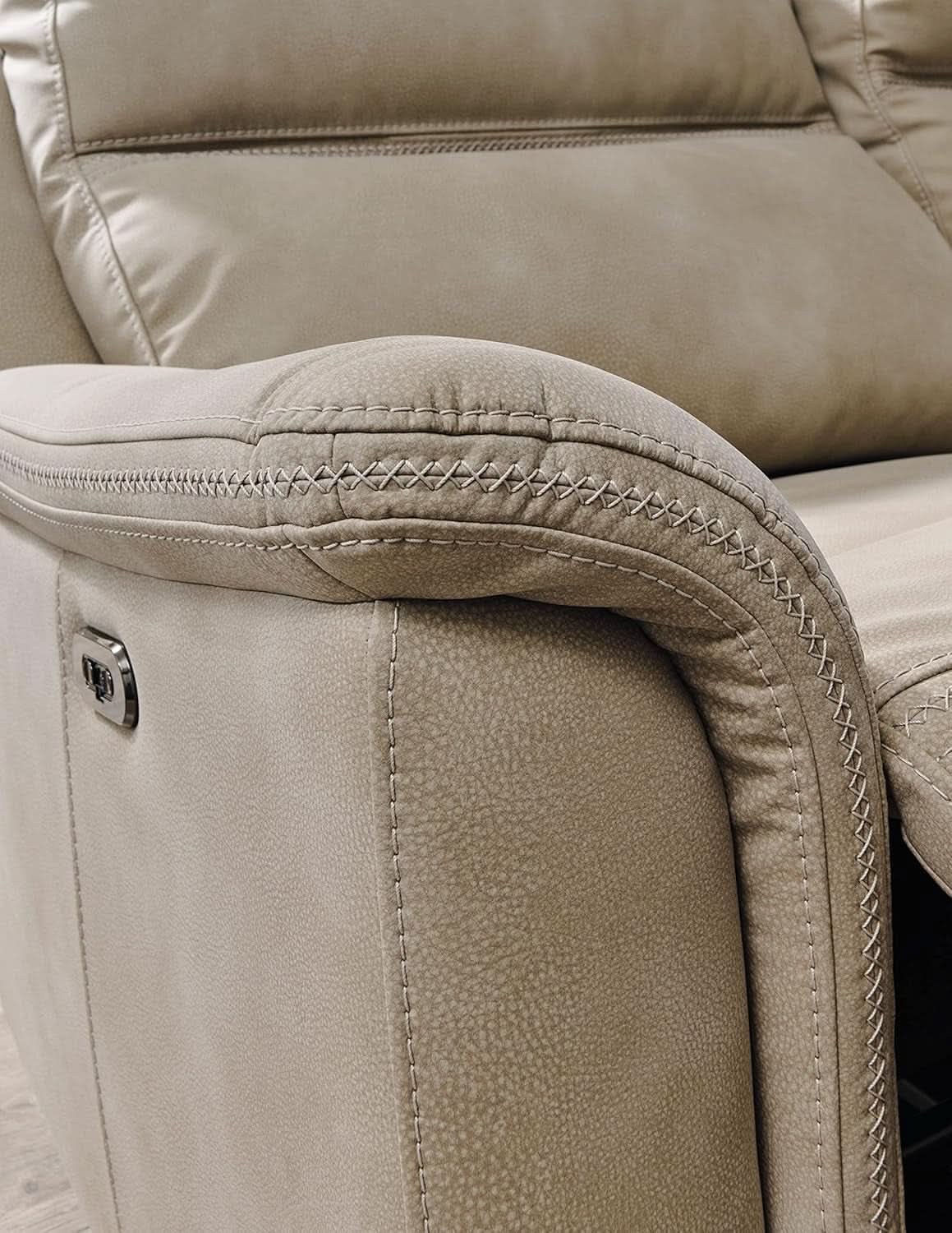 Durapella Power Recliner With Adjustable Headrest Beige