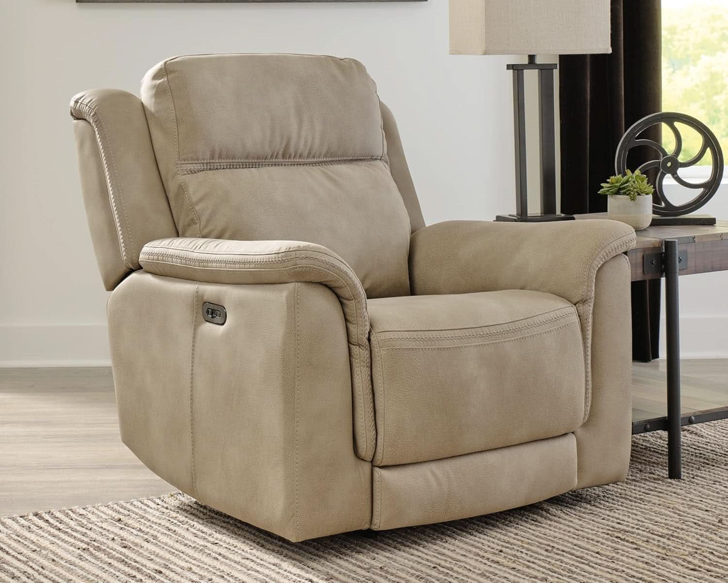 Durapella Power Recliner With Adjustable Headrest Beige