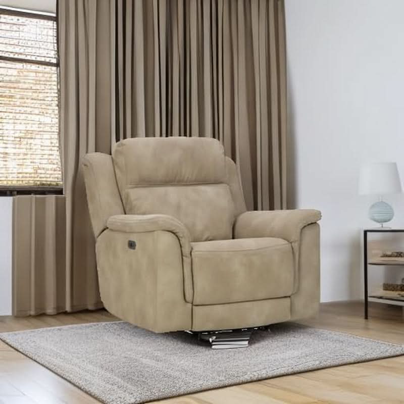 Durapella Power Recliner With Adjustable Headrest Beige