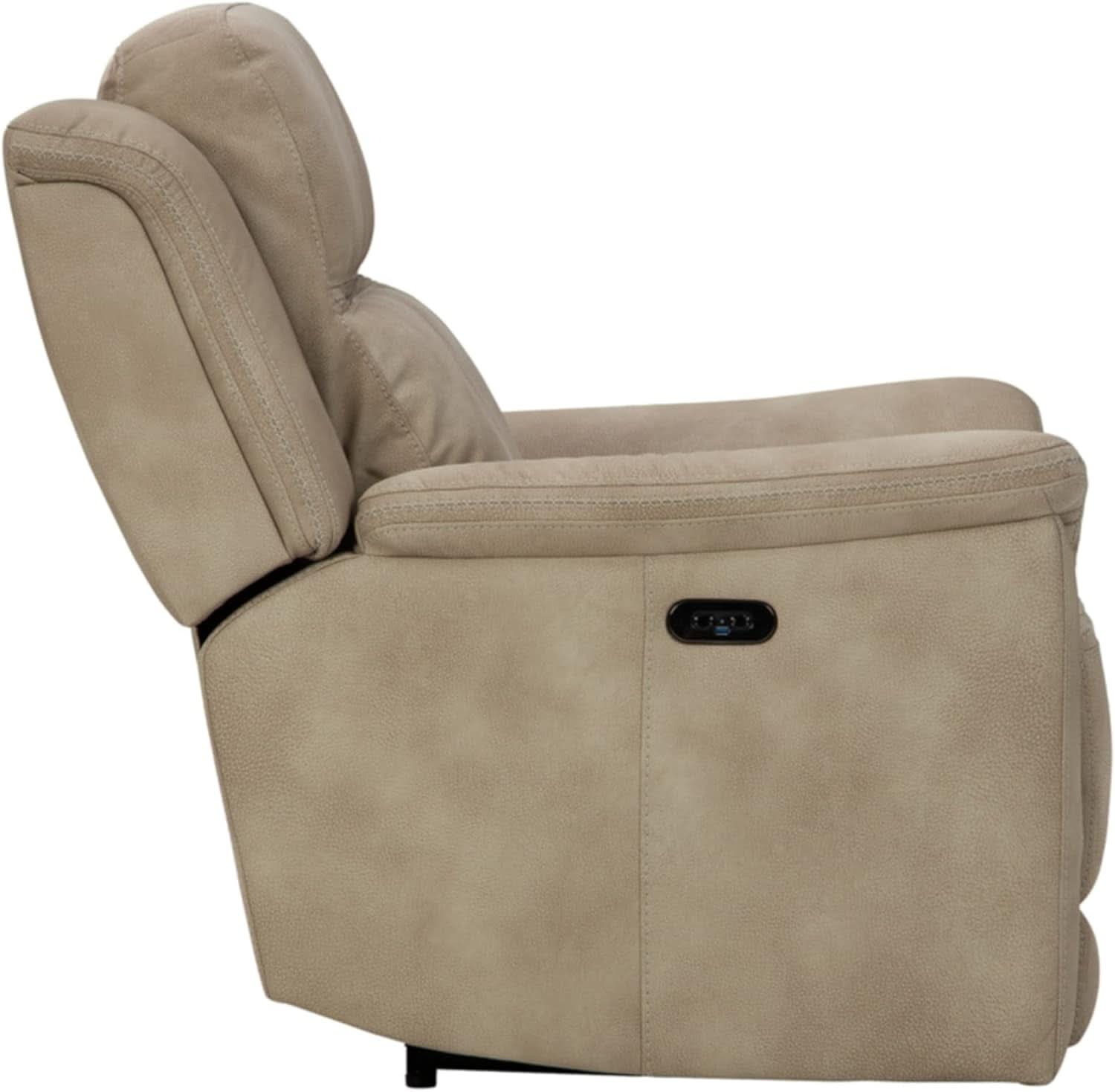 Durapella Power Recliner With Adjustable Headrest Beige