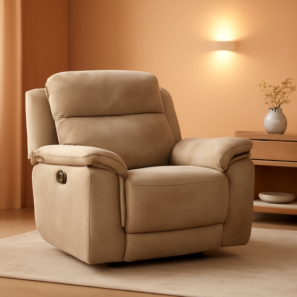 Durapella Power Recliner With Adjustable Headrest Beige