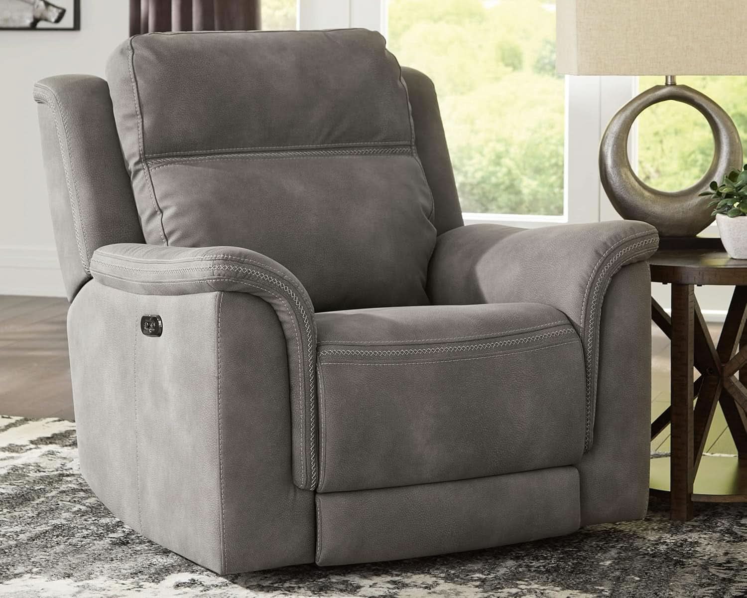 Durapella Power Recliner With Adjustable Headrest Gray