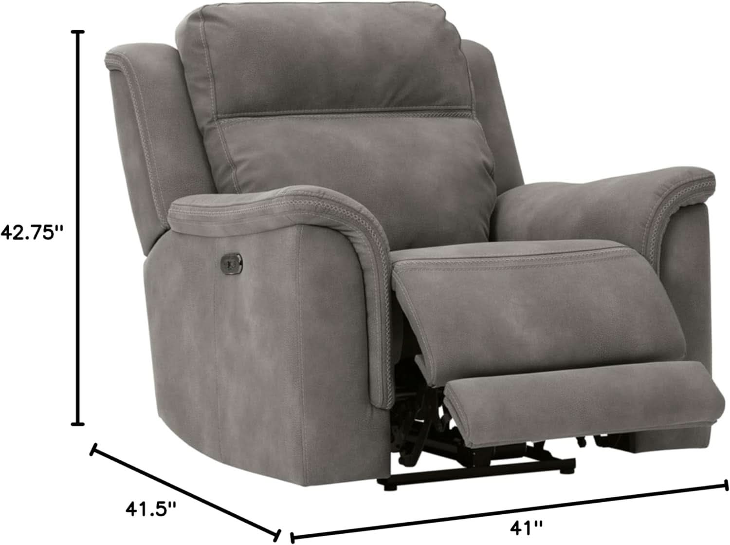 Durapella Power Recliner With Adjustable Headrest Gray