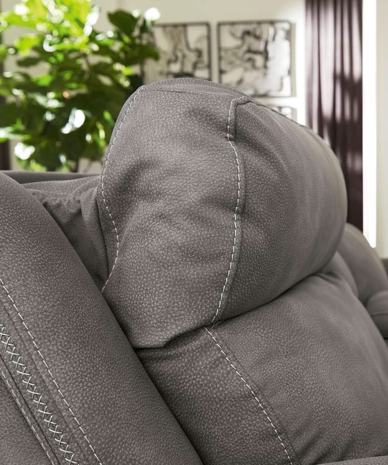 Durapella Power Recliner With Adjustable Headrest Gray