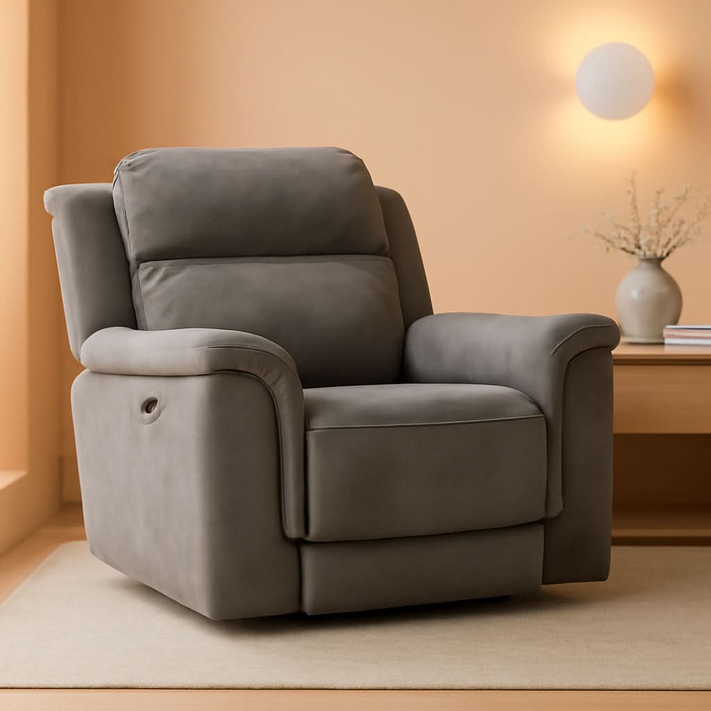 Durapella Power Recliner With Adjustable Headrest Gray