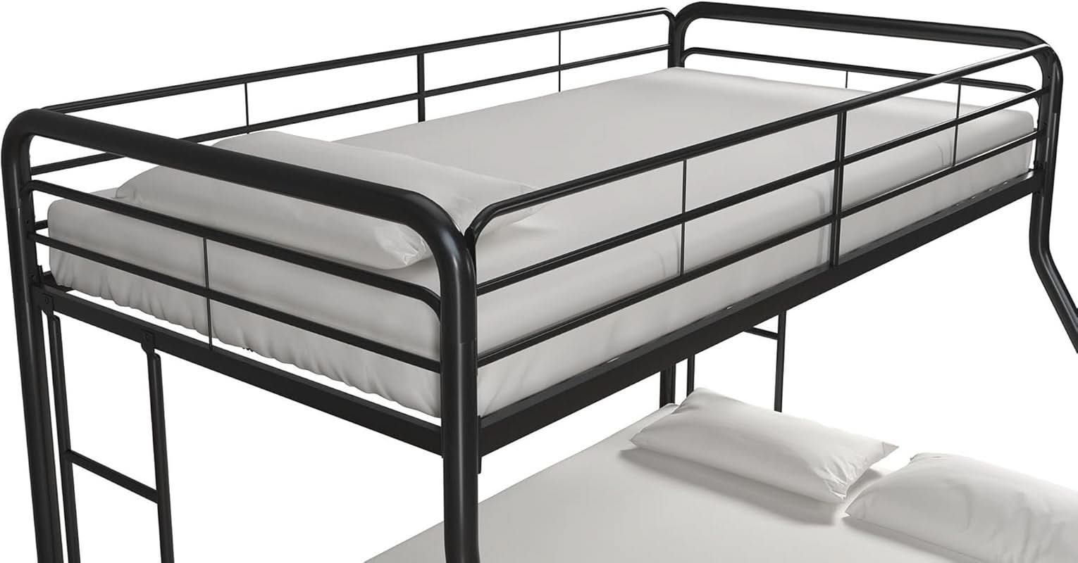 Dusty Metal Bunk Bed Frame Twin Over Full Black Finish