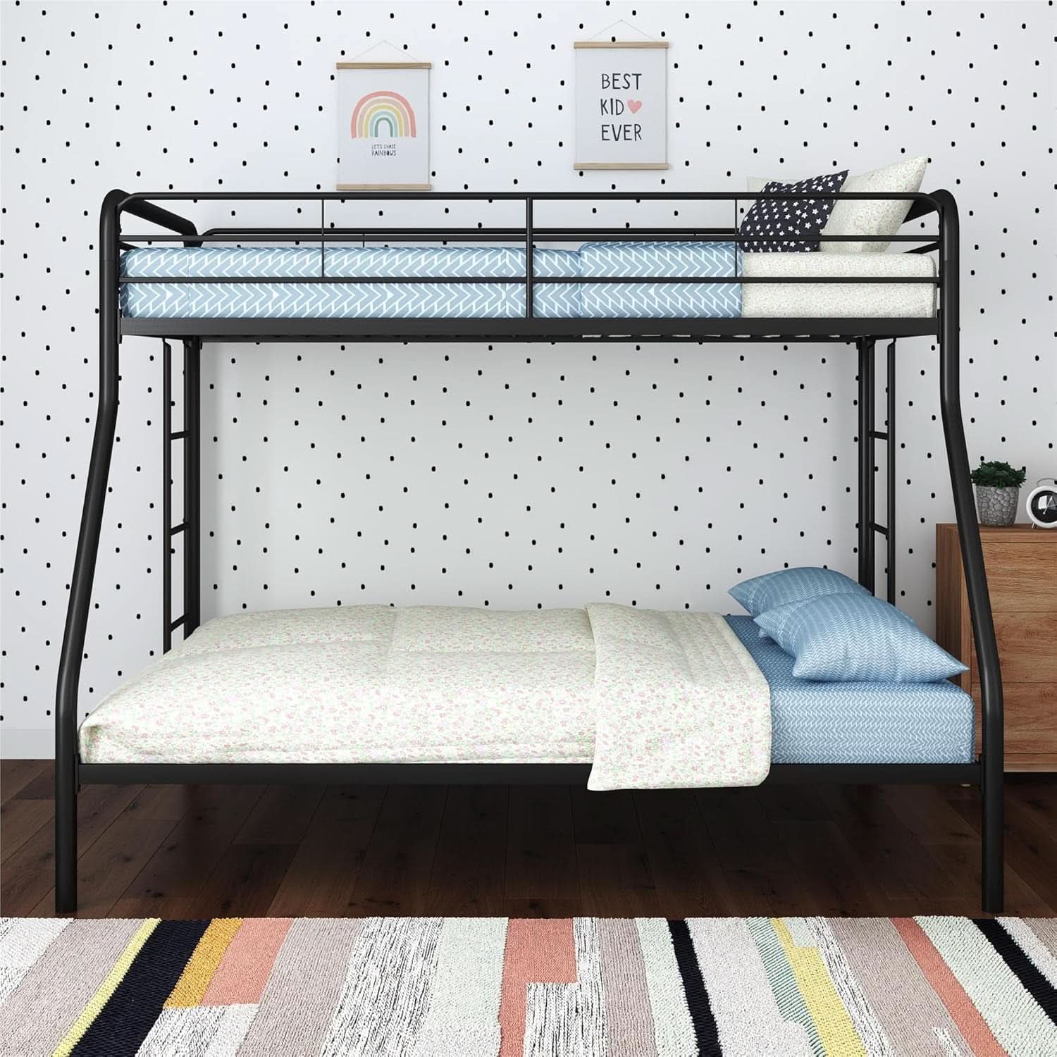 Dusty Metal Bunk Bed Frame Twin Over Full Black Finish