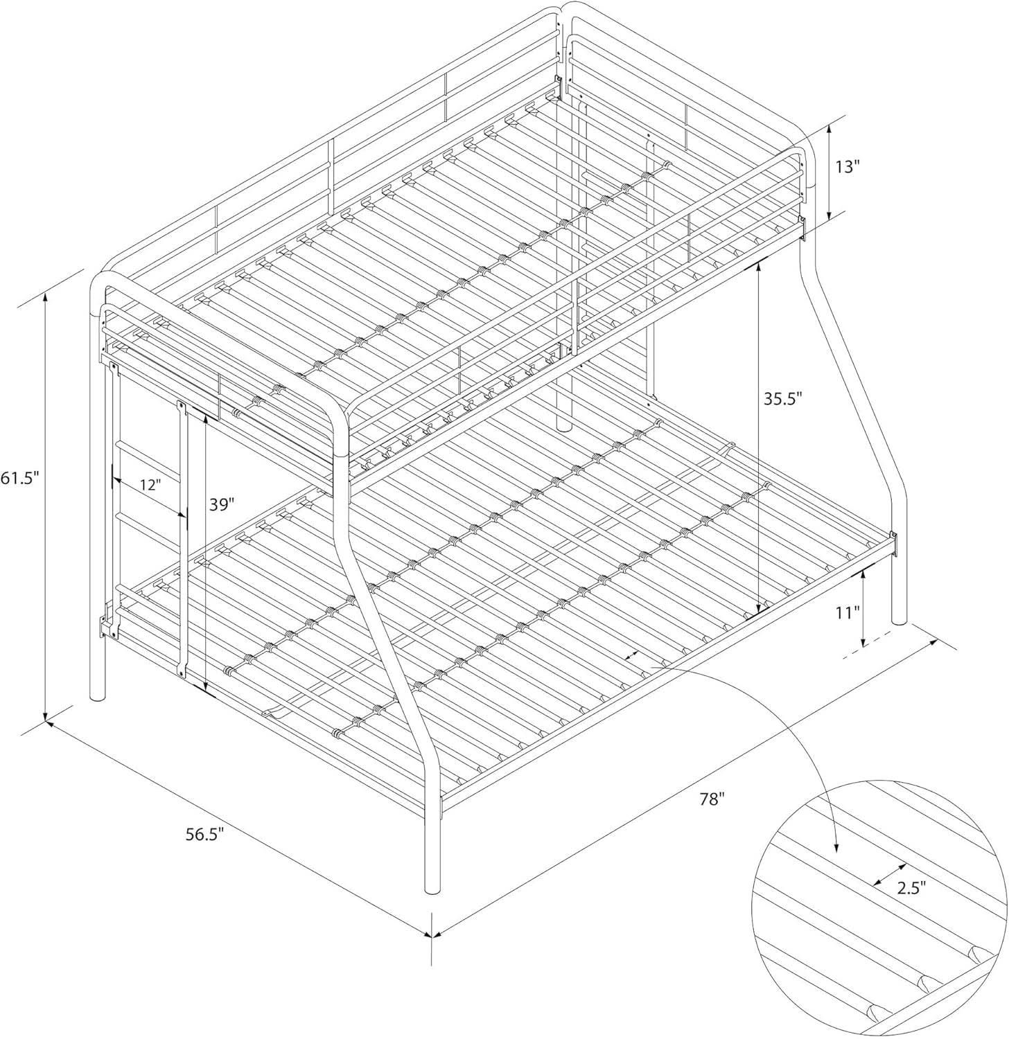 Dusty Metal Bunk Bed Frame Twin Over Full Black Finish