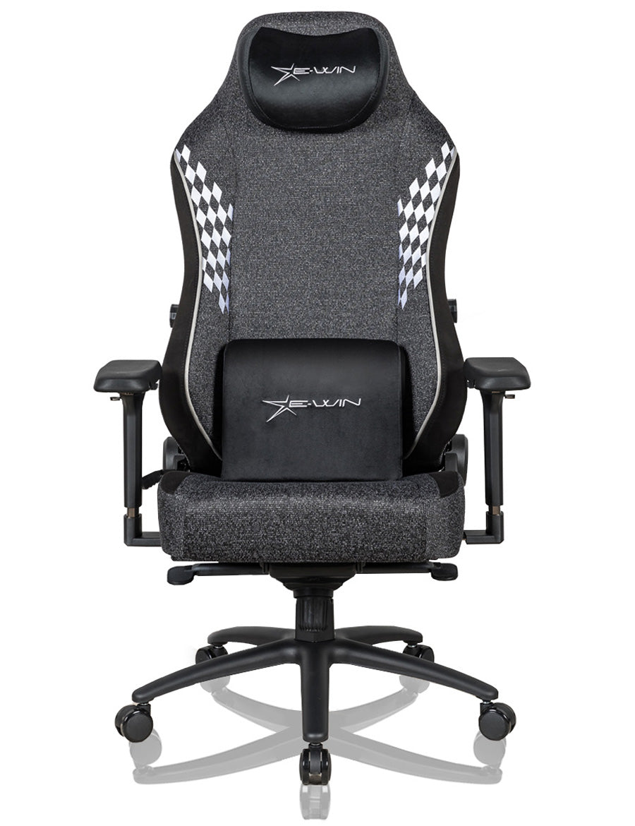 E-WIN Flash XL Size Upgraded Series Soft-Weave Fabric Ergonomic Computer Gaming Office Chair with Pillows-FLJ-XL-REV