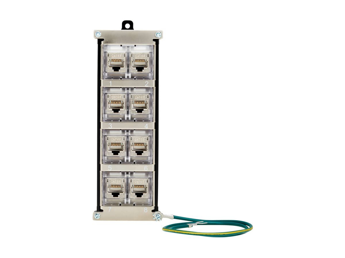 EATON 8-Port Metal Shielded DIN-Rail Patch Panel for Industrial Use
