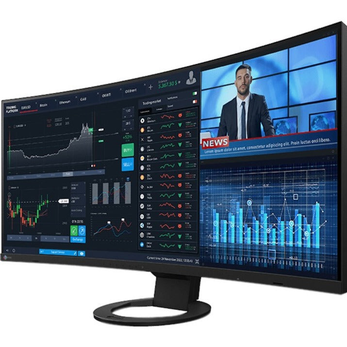 EIZO FlexScan EV3895 38 Class UW-QHD+ Curved Screen LCD Monitor - 24:10 - Black" EV3895FX-BK