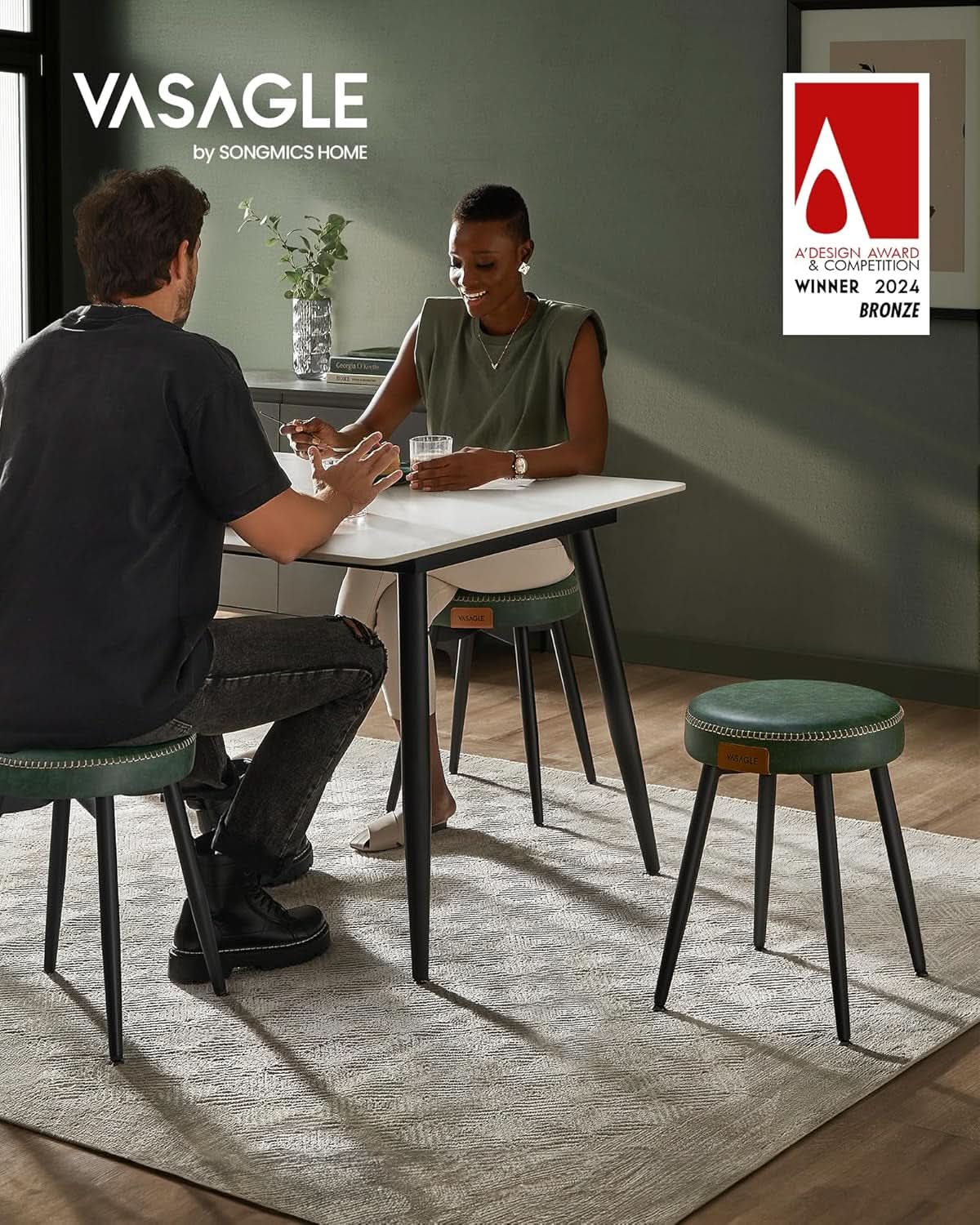 EKHO Forest Green Upholstered Dining Chairs Set Of 2 19 Inch Tall