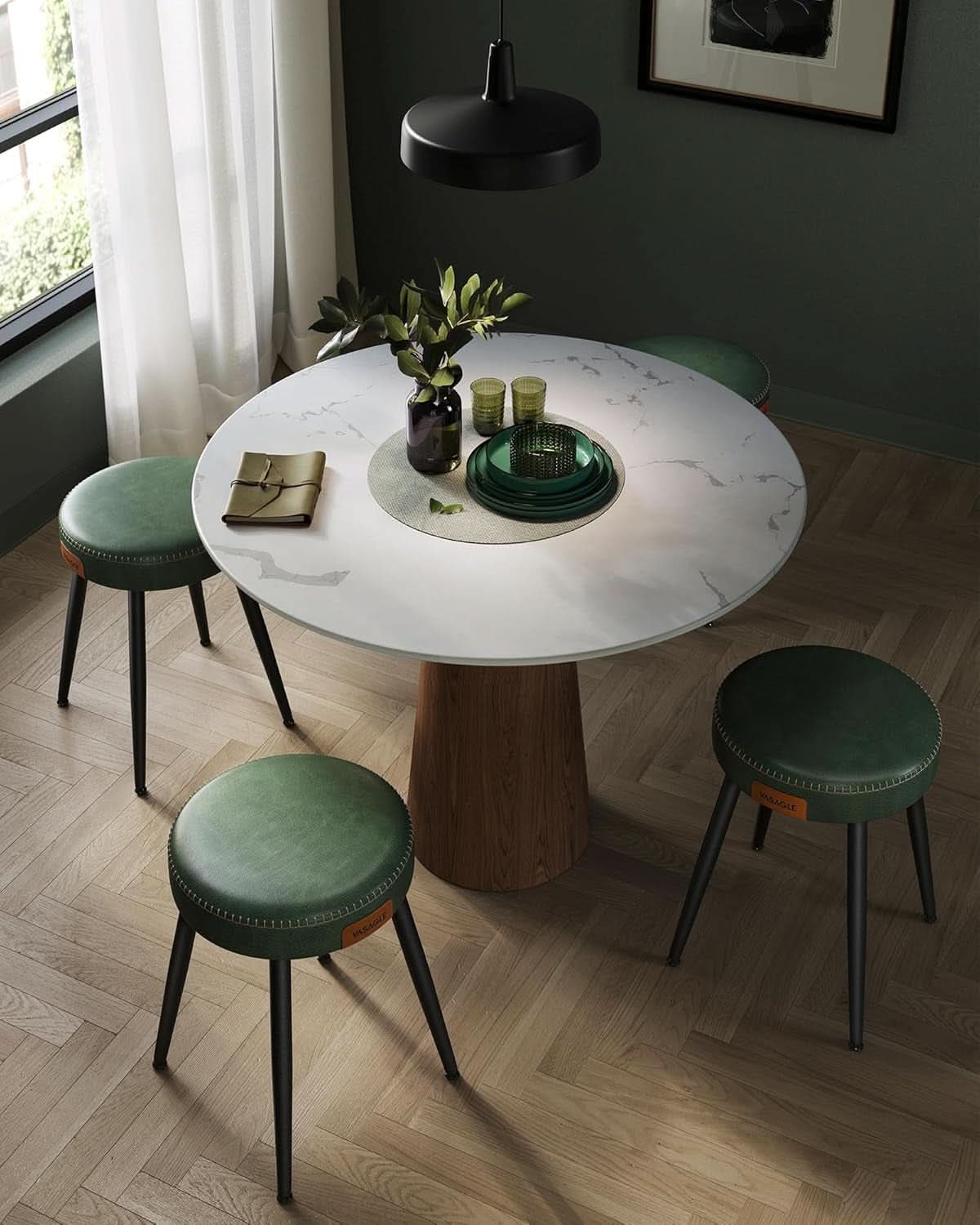 EKHO Forest Green Upholstered Dining Chairs Set Of 2 19 Inch Tall