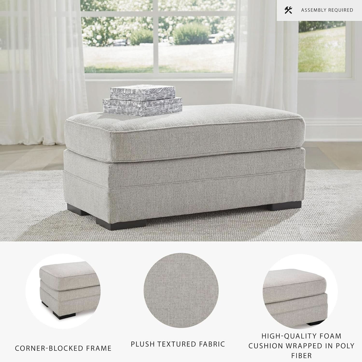 Eastonbridge Upholstered Rectangular Ottoman Light Gray