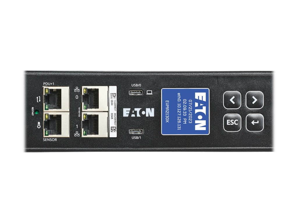 Eaton G4 3-Phase Managed Rack PDU G4, 120/208V, 42 Outlets, 24A, 8.6kW, L21-30 Input, 10 ft. Cord, 0U Vertical - Power distribution EVMA2130X