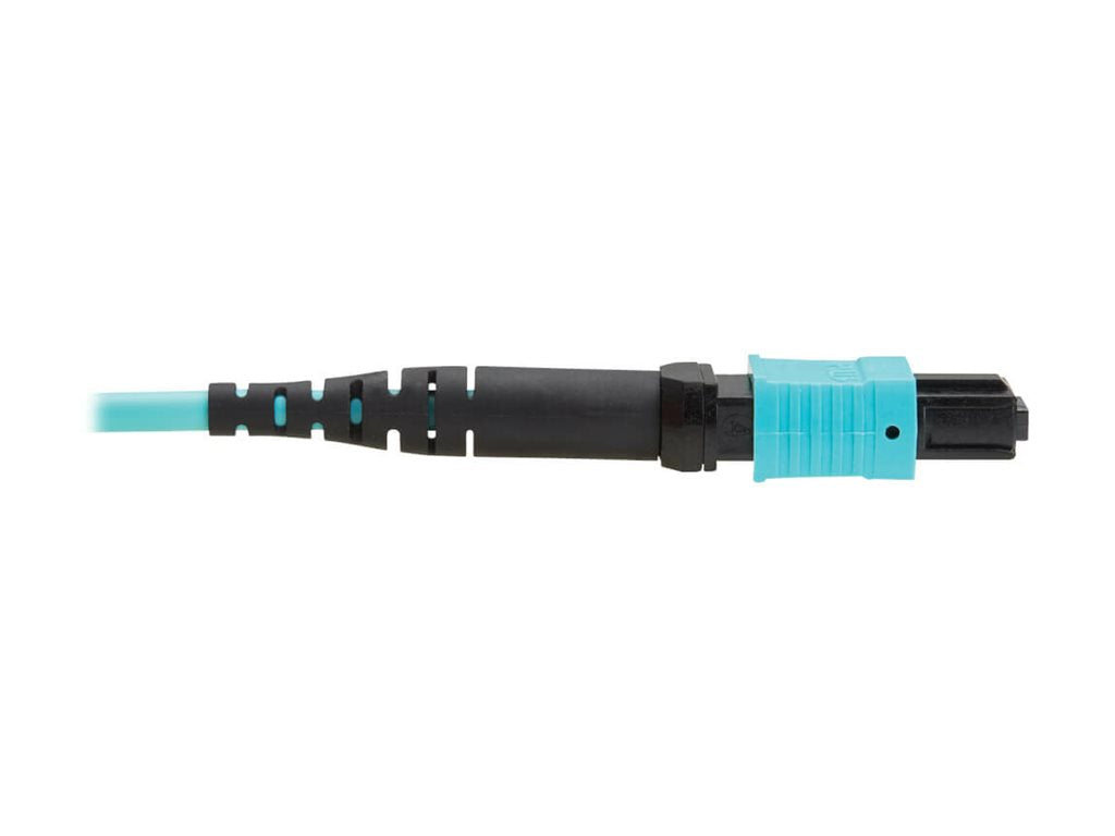 Eaton Tripp Lite Series 100G Multimode 50/125 OM4 Fiber Optic Cable 12F MPO/MPO-PC F/F Type-B Polarity OFNP Aqua 10M TAA - Network N845B-10M-12TAA