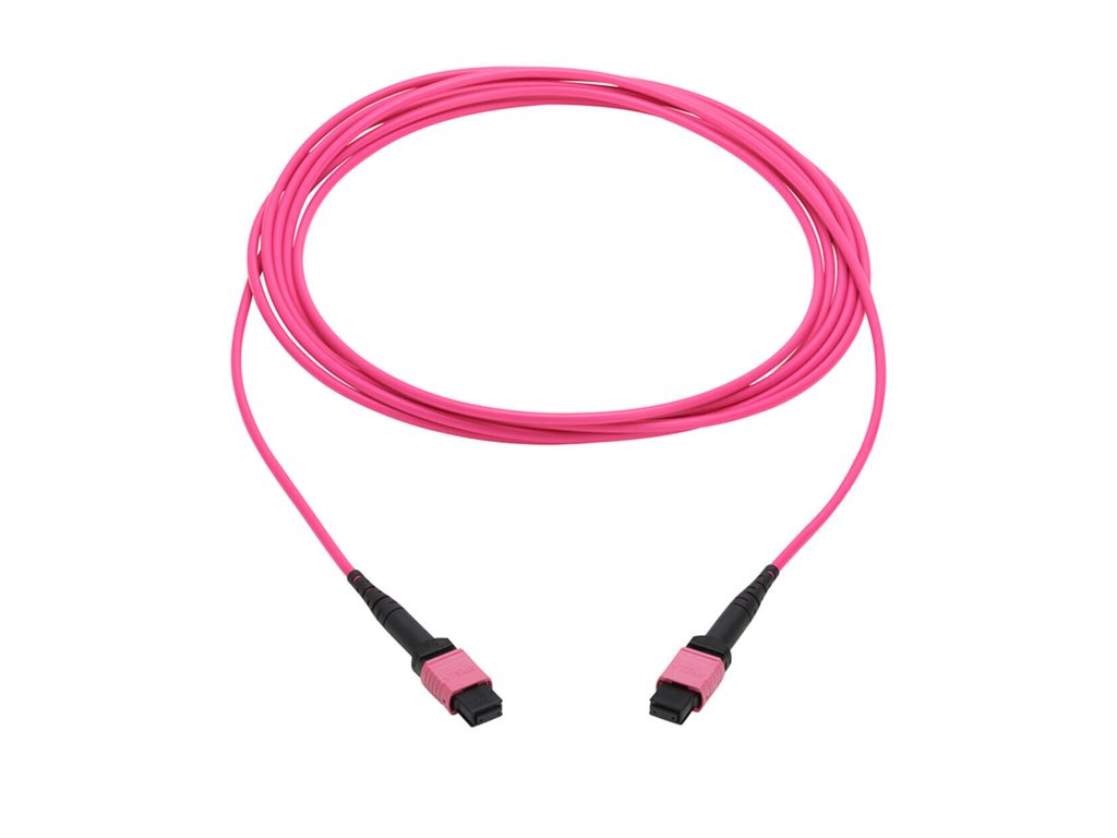Eaton Tripp Lite Series 100G Multimode 50/125 OM4 Fiber Optic Cable 12F MPO/MPO-PC F/F Type-B Polarity OFNP Magenta 4M TAA - N845B-04M-12MTA