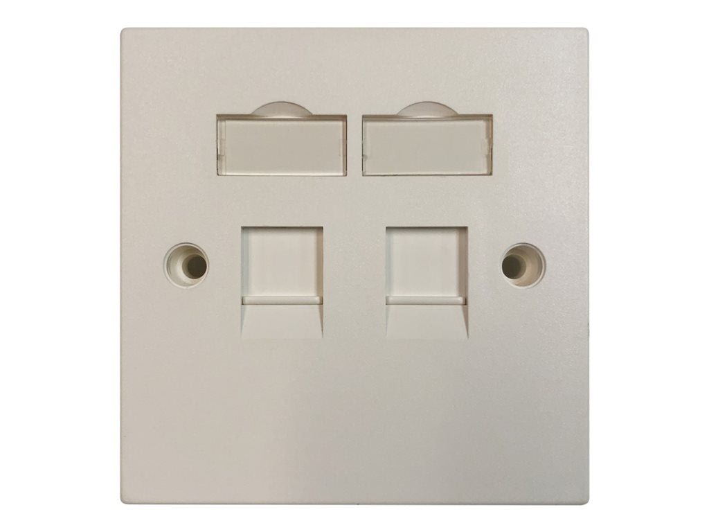 Eaton Tripp Lite Series 2-Port UK-Style Keystone Wall Plate, Unloaded Shuttered Module, White - Modular insert faceplate