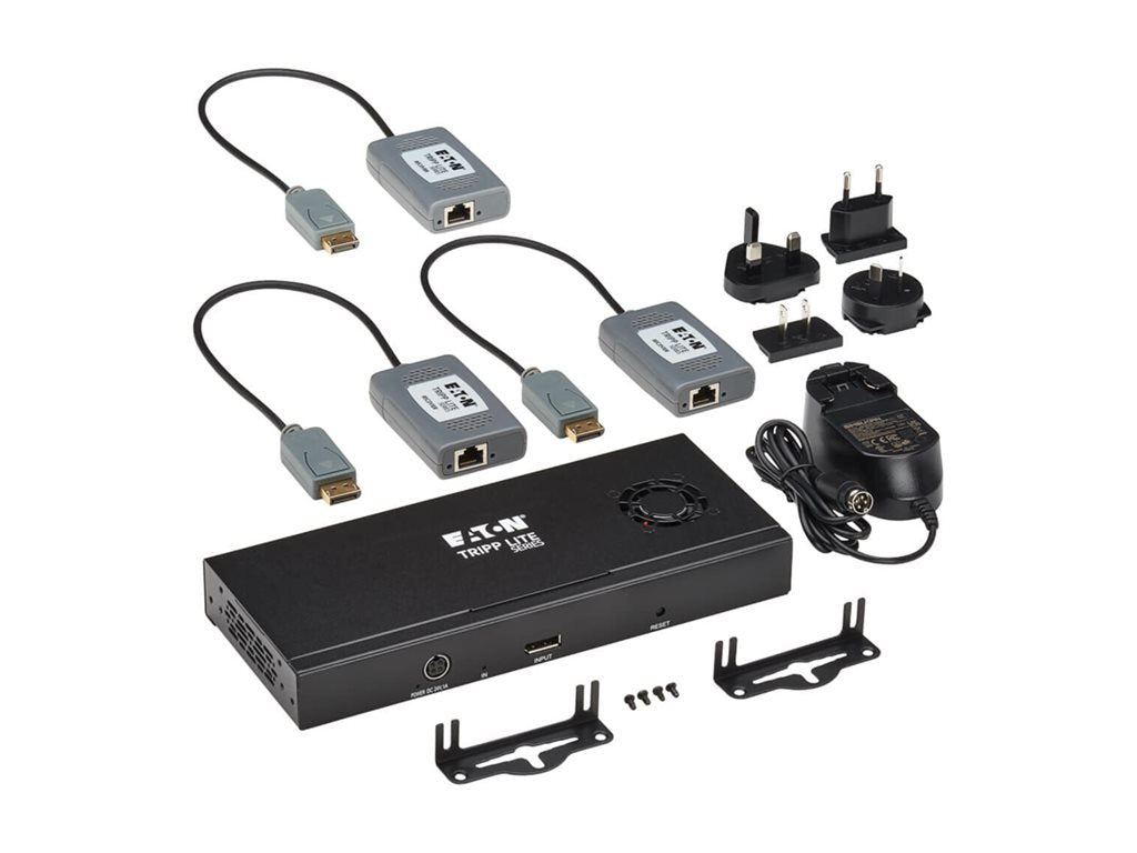 Eaton Tripp Lite Series 3-Port DisplayPort to DisplayPort Splitter/Extender Kit over Cat6, MST Hub, 8K/4K 60 Hz, DP 1.4, Up to B156E-003-8K-K