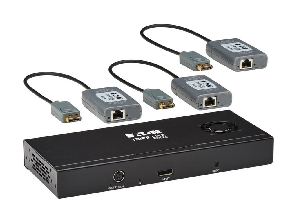 Eaton Tripp Lite Series 3-Port DisplayPort to DisplayPort Splitter/Extender Kit over Cat6, MST Hub, 8K/4K 60 Hz, DP 1.4, Up to B156E-003-8K-K