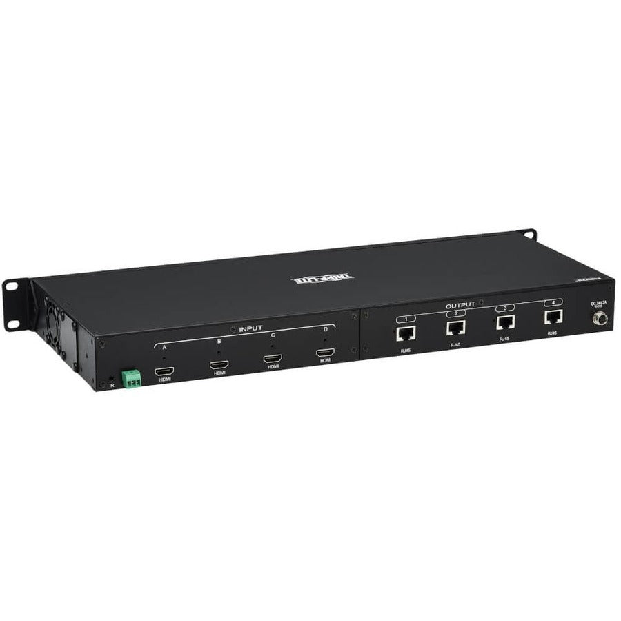 Eaton Tripp Lite Series 4x4 HDMI over Cat6 Matrix Switch Kit, Switch/4x Pigtail Receivers - 4K 60 Hz, HDR, 4:4:4, PoC, 230 ft. (70.1 m), TAA B127A-4X4-BH4PH