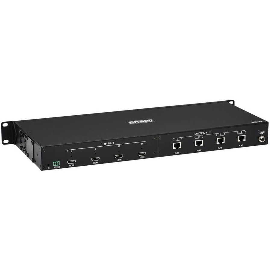 Eaton Tripp Lite Series 4x4 HDMI over Cat6 Matrix Switch Kit, Switch/4x Pigtail Receivers - 4K 60 Hz, HDR, 4:4:4, PoC, 230 ft. (70.1 m), TAA B127A-4X4-BH4PH