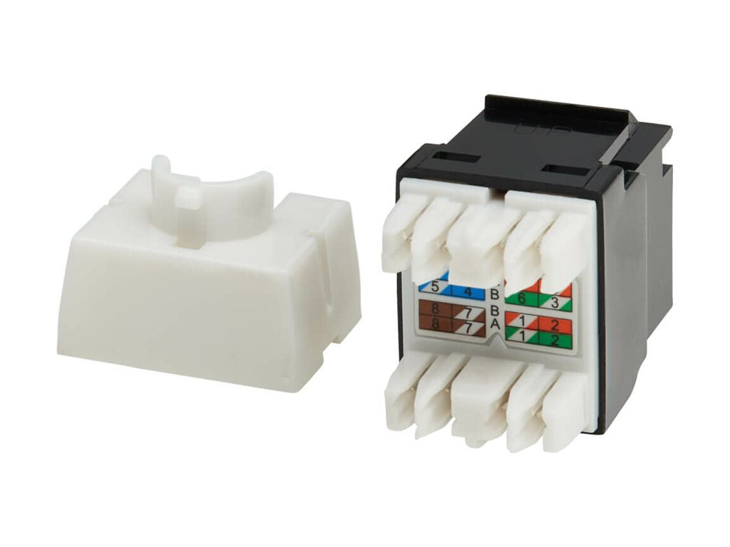 Eaton Tripp Lite Series Cat6 Keystone Jack - 4PPoE Compliant, 110/Krone, 568A/B, RJ45 Ethernet, Black, TAA - Modular insert - N238-001-BK-6A