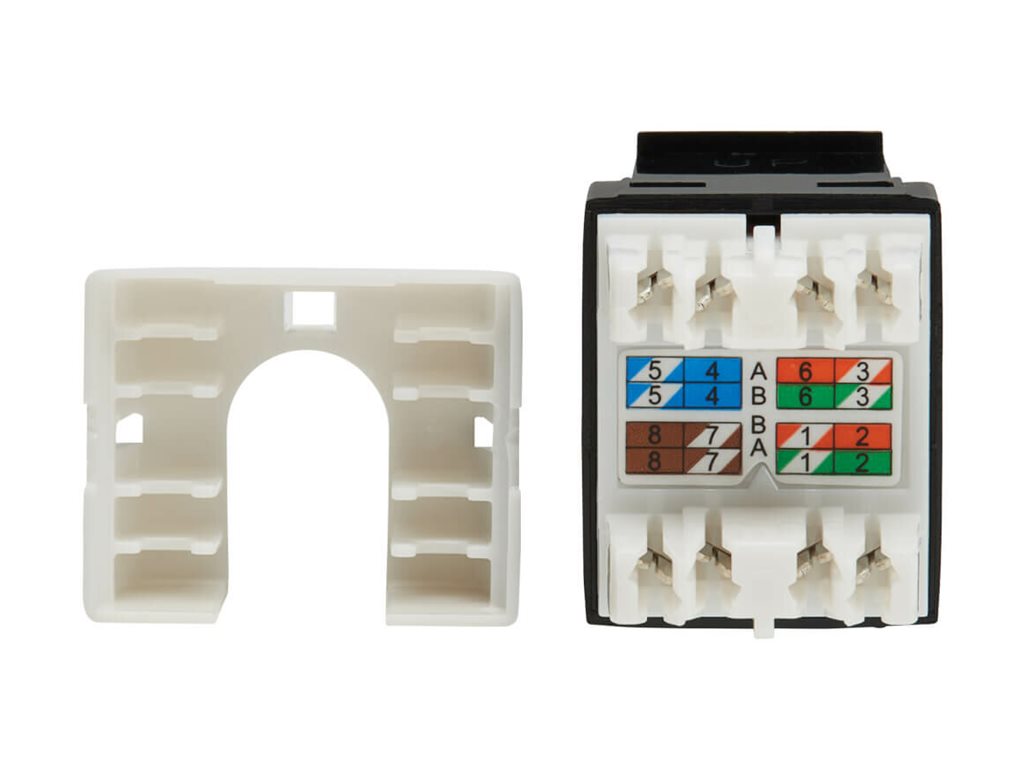 Eaton Tripp Lite Series Cat6 Keystone Jacks, 10 Pack - 4PPoE Compliant, 110/Krone, 568A/B, RJ45 Ethernet, Black, TAA - Modular N238-010-BK-6A