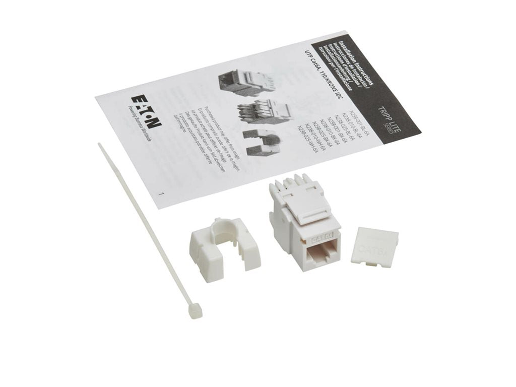Eaton Tripp Lite Series Cat6 Keystone Jacks, 10 Pack - 4PPoE Compliant, 110/Krone, 568A/B, RJ45 Ethernet, White, TAA - Modular N238-010-WH-6A