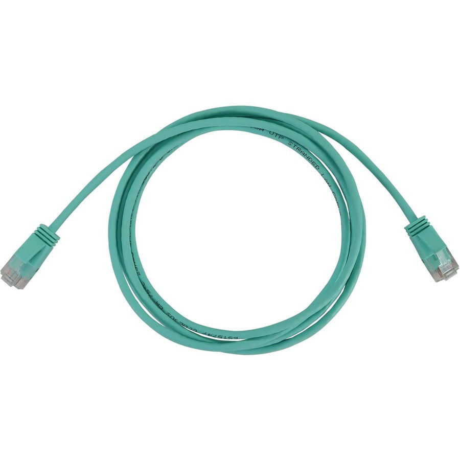 Eaton Tripp Lite Series Cat6a 10G Snagless Molded Slim UTP Ethernet Cable (RJ45 M/M), PoE, Aqua, 7 ft. (2.1 m) N261-S07-AQ
