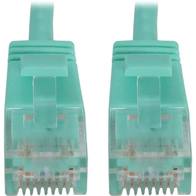 Eaton Tripp Lite Series Cat6a 10G Snagless Molded Slim UTP Ethernet Cable (RJ45 M/M), PoE, Aqua, 7 ft. (2.1 m) N261-S07-AQ