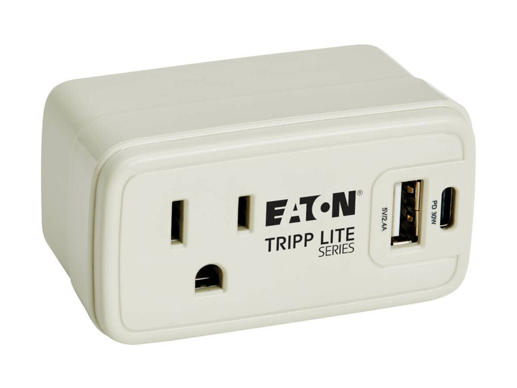 Eaton Tripp Lite Series Power It! Travel Charger and Power Strip 1-Outlet 5-15R USB-C and USB-A Ports 32W Charging irect Plug-In SK10C32