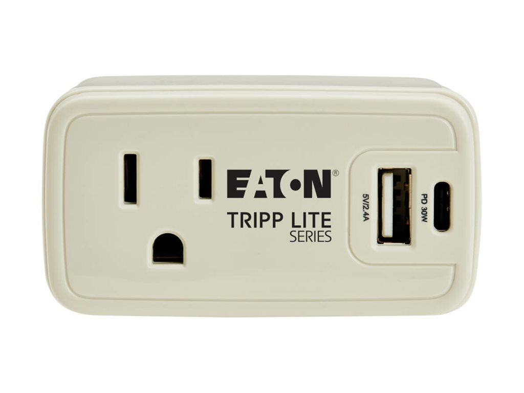 Eaton Tripp Lite Series Power It! Travel Charger and Power Strip 1-Outlet 5-15R USB-C and USB-A Ports 32W Charging irect Plug-In SK10C32