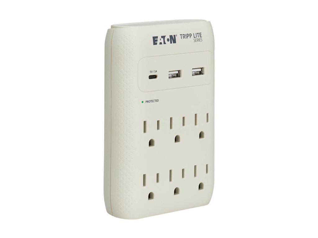 Eaton Tripp Lite Series Protect It! Surge Protector 6-Outlet 5-15R Outlets USB-C and USB-A Ports 5-15P Direct Plug-In Gray - SK60C