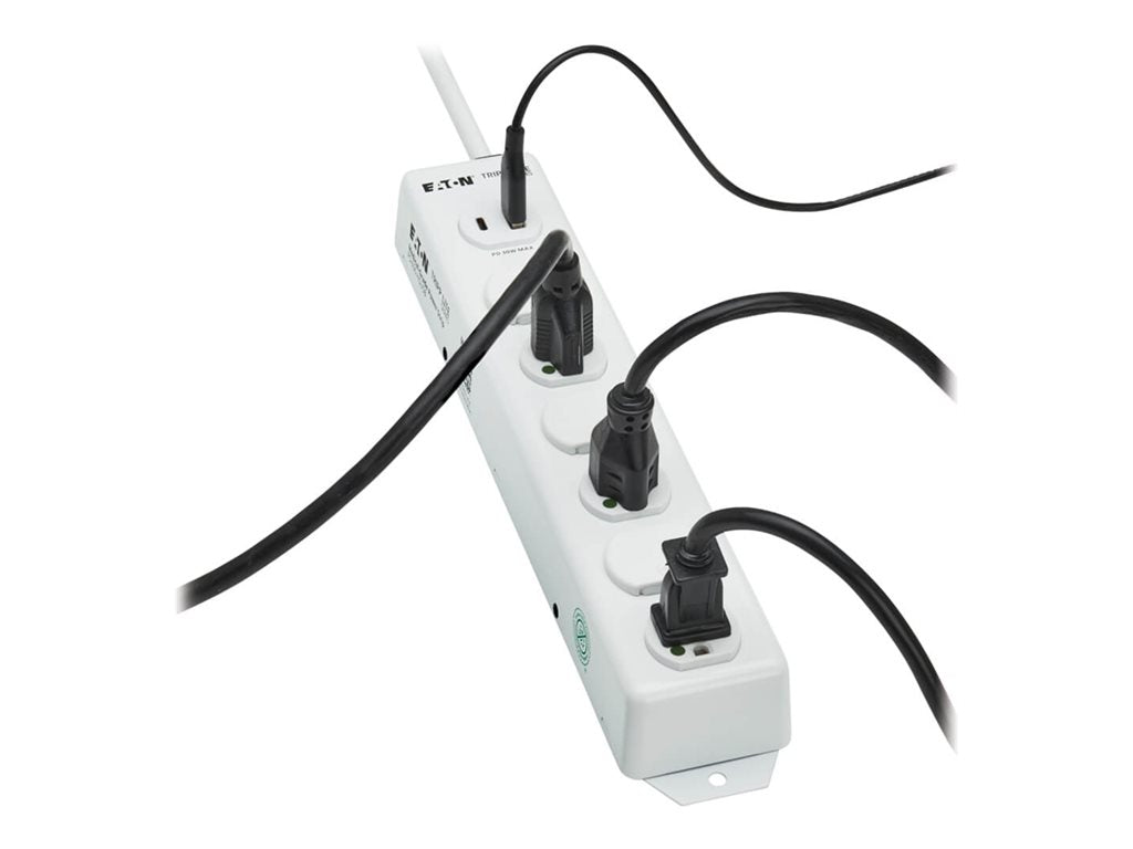Eaton Tripp Lite Series UL 1363 Medical-Grade Power Strip, 6 Hospital-Grade Outlets, USB Charging, Safety Covers, Antimicrobial, PS-606-HGUSB