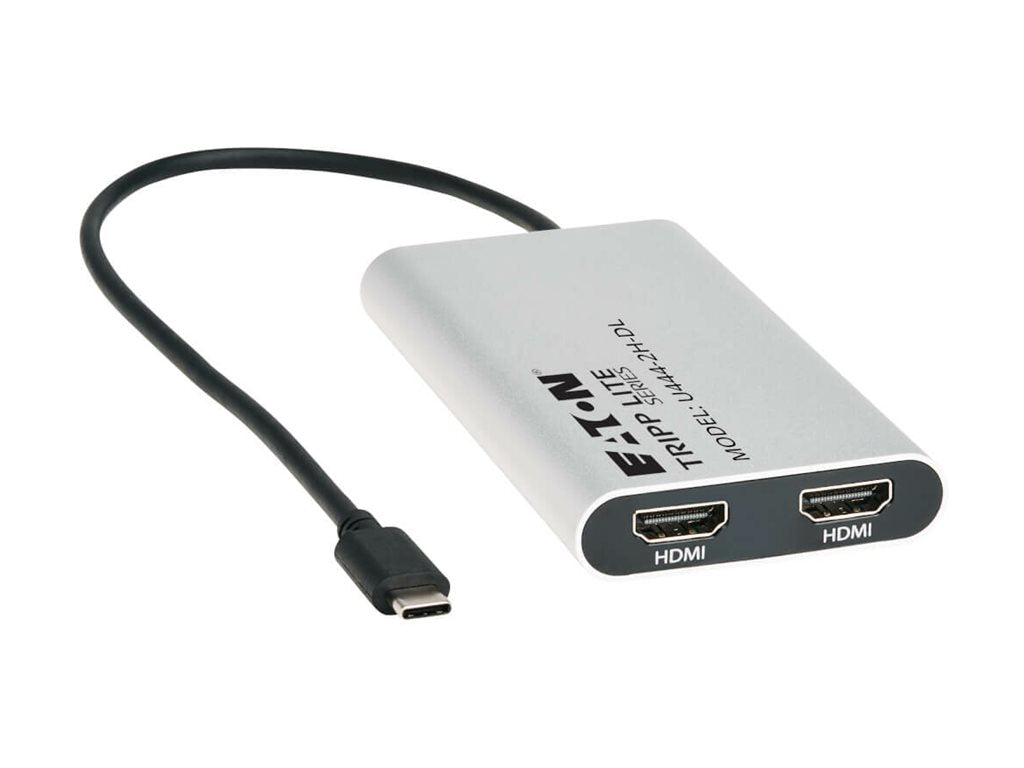 Eaton Tripp Lite Series USB-C Adapter, Dual Display - 4K 60 Hz HDMI, 100W PD Passthrough, Silver - Adapter - TAA Compliant - U444-2H-DL