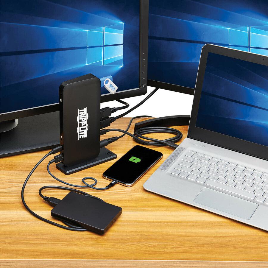 Eaton Tripp Lite Series USB-C Dock, Triple Display - 4K 60 Hz HDMI/DisplayPort, USB 3.x Gen 2 (10Gbps), USB-A/USB-C Hub, GbE, 85W PD Charging, EU/UK Power Adapters U442-DOCK8-BINT