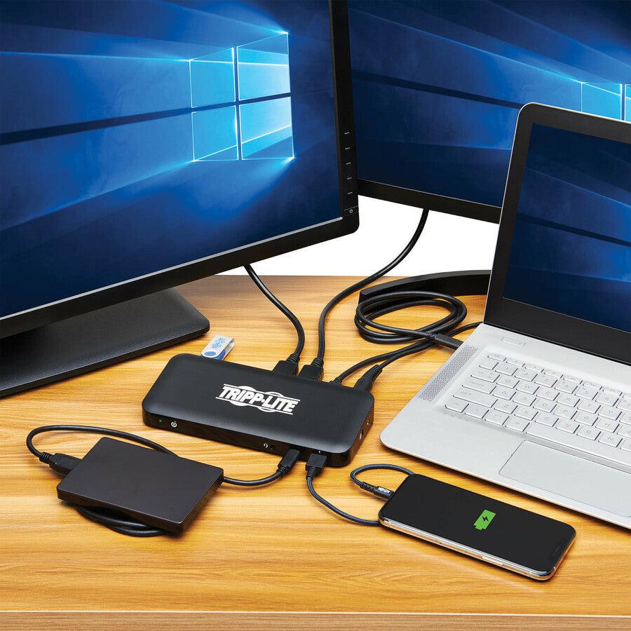 Eaton Tripp Lite Series USB-C Dock, Triple Display - 4K 60 Hz HDMI/DisplayPort, USB 3.x Gen 2 (10Gbps), USB-A/USB-C Hub, GbE, 85W PD Charging, EU/UK Power Adapters U442-DOCK8-BINT