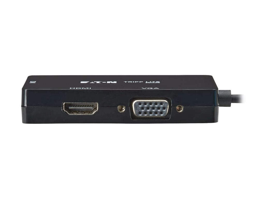 Eaton Tripp Lite Series USB C Multiport Adapter M/3xF 4K60Hz HDMI 1080p VGA + DVI Ports Black - Docking station - USB-C / Thunderbolt U444-06NHDV4K6B