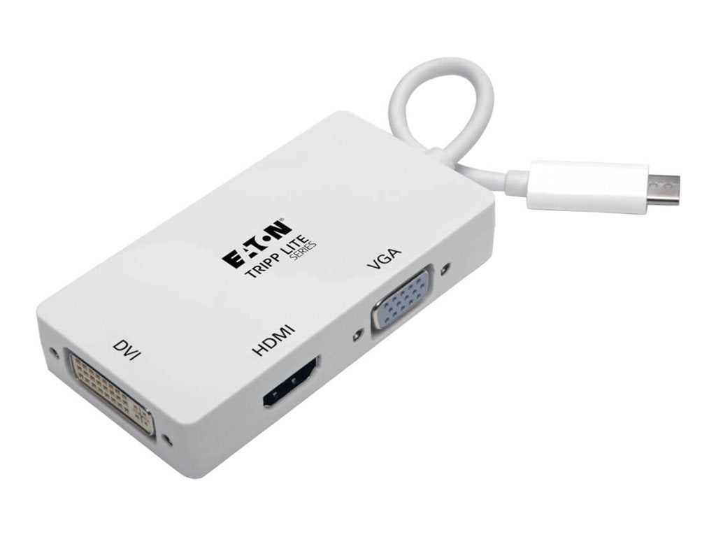 Eaton Tripp Lite Series USB C Multiport Adapter M/3xF 4K60Hz HDMI 1080p VGA + DVI Ports White - Docking station - USB-C / Thunderbolt U444-06N-HDV4K6