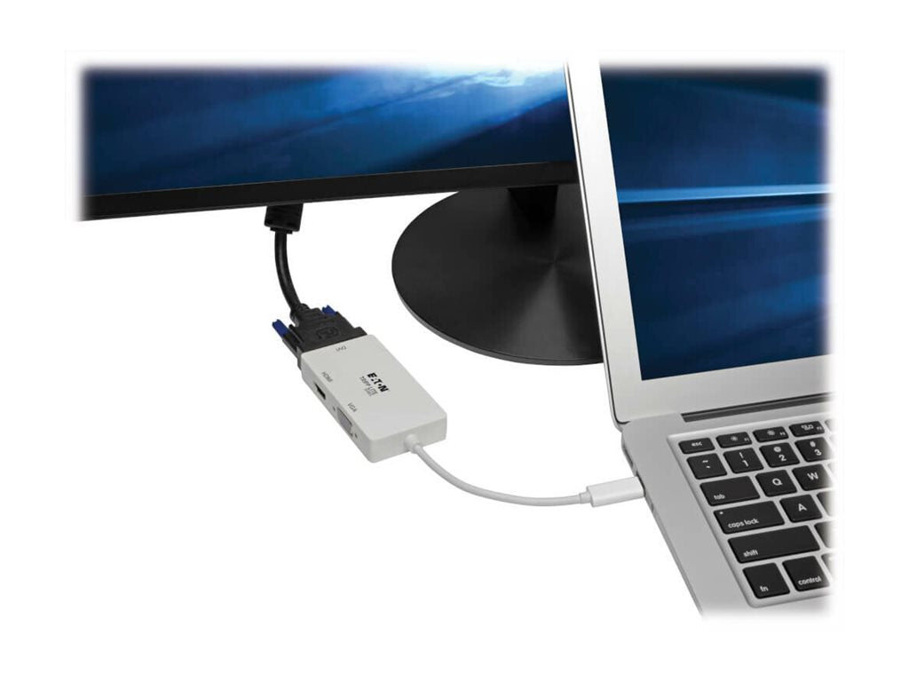 Eaton Tripp Lite Series USB C Multiport Adapter M/3xF 4K60Hz HDMI 1080p VGA + DVI Ports White - Docking station - USB-C / Thunderbolt U444-06N-HDV4K6