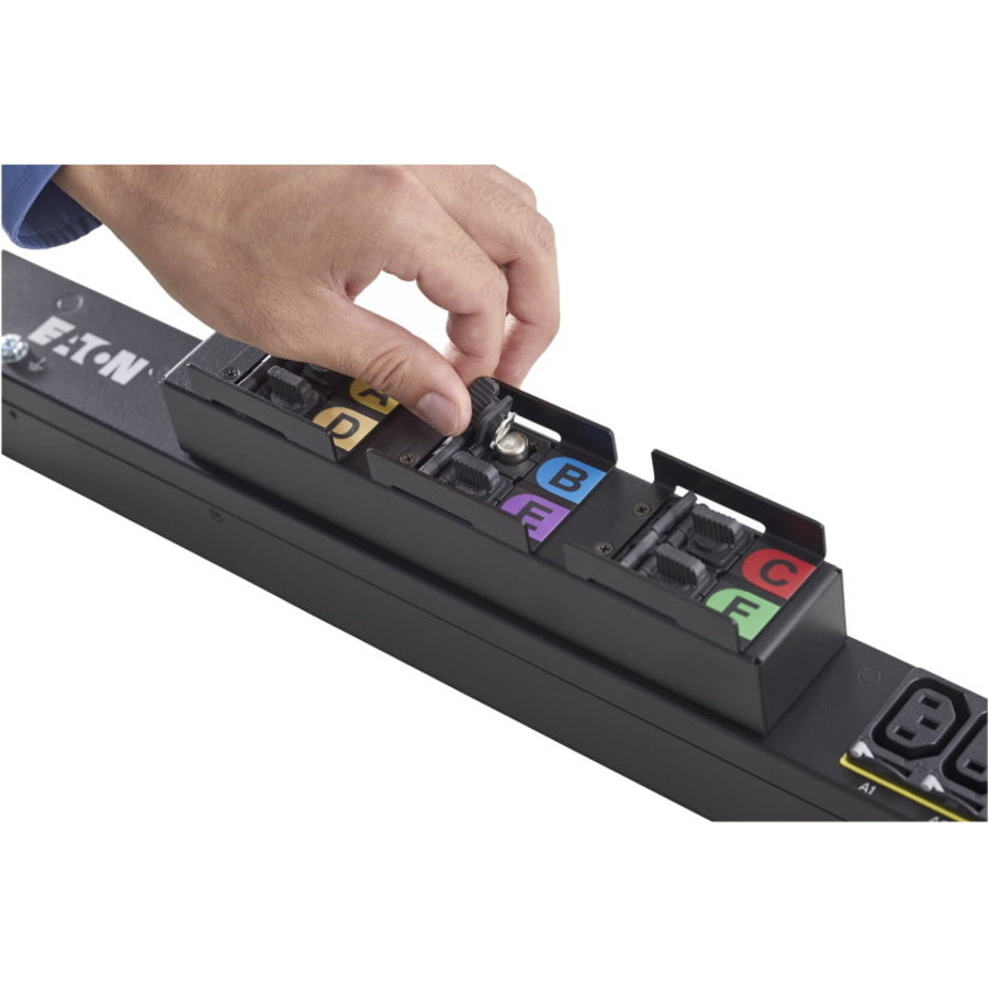 Eaton fuse disconnect rack PDU, 0U, 309-532P6W input, 17.3 kW max, 230/400V, 24A, 10 ft cord, Three-phase, TAA compliant, Outlets: (48) C13 Outlet grip, (12) C19 Outlet grip EMI356-10