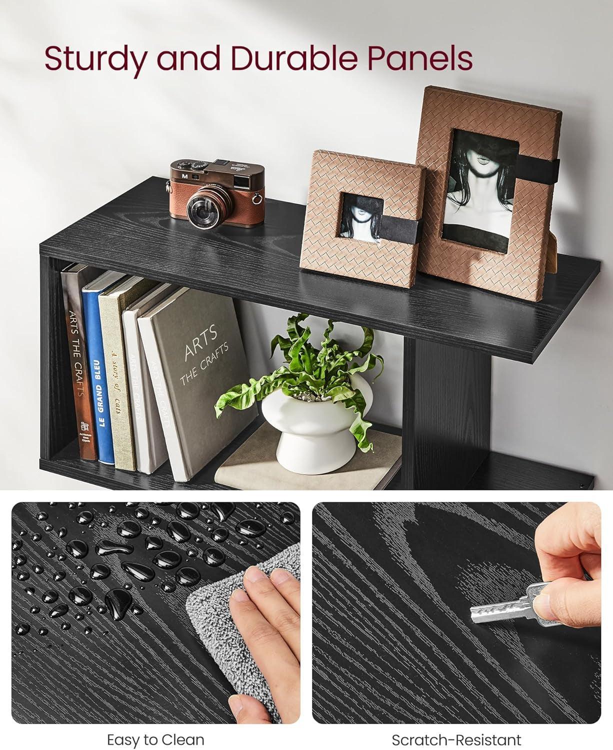 Ebony Black Five Tier Freestanding Bookcase Anti Tip