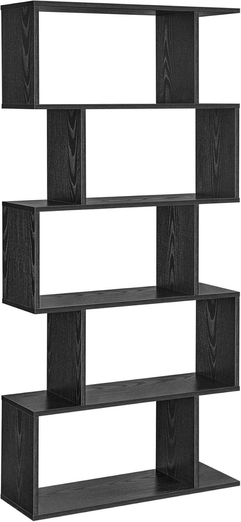 Ebony Black Five Tier Freestanding Bookcase Anti Tip