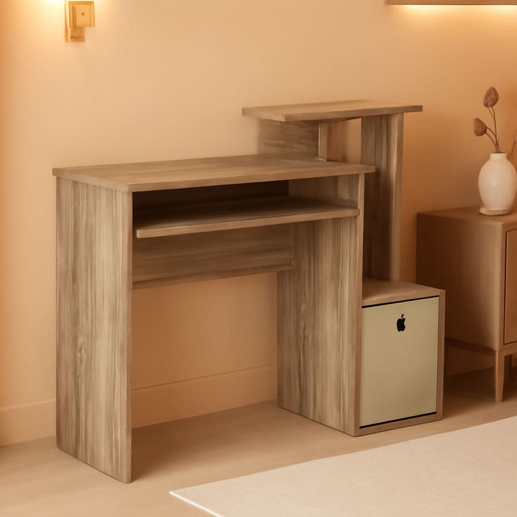 Econ Compact Office Desk With Storage Shelves Sonoma Oak