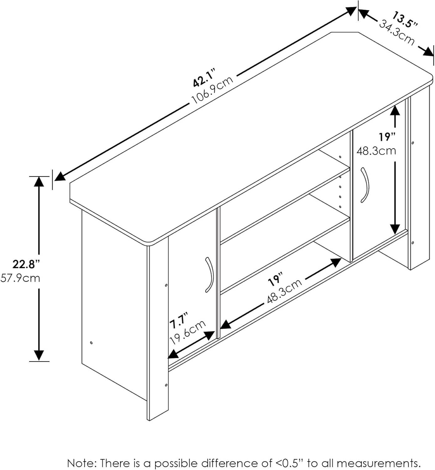 Econ Espresso TV Stand With Concealed Storage And Shelves