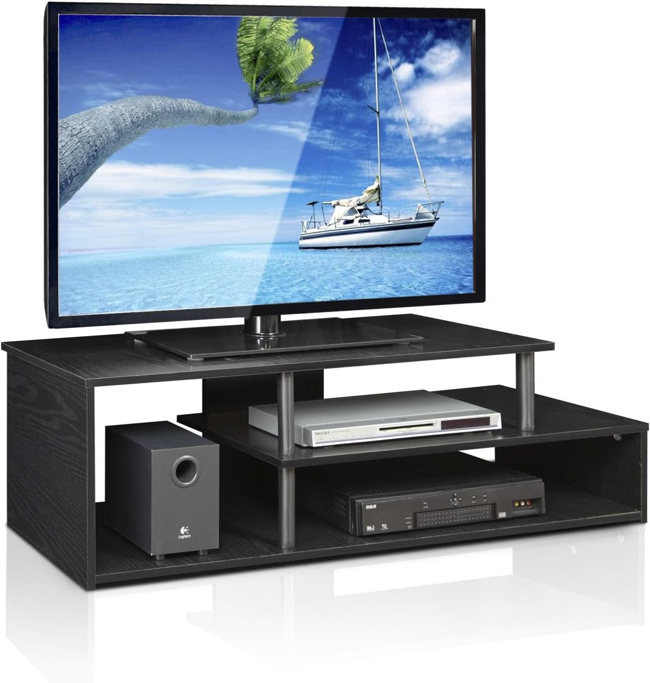Econ Low Rise TV Stand Black For Small Spaces Living Room