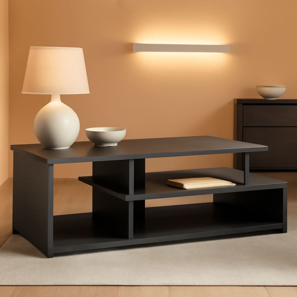 Econ Low Rise TV Stand Black For Small Spaces Living Room