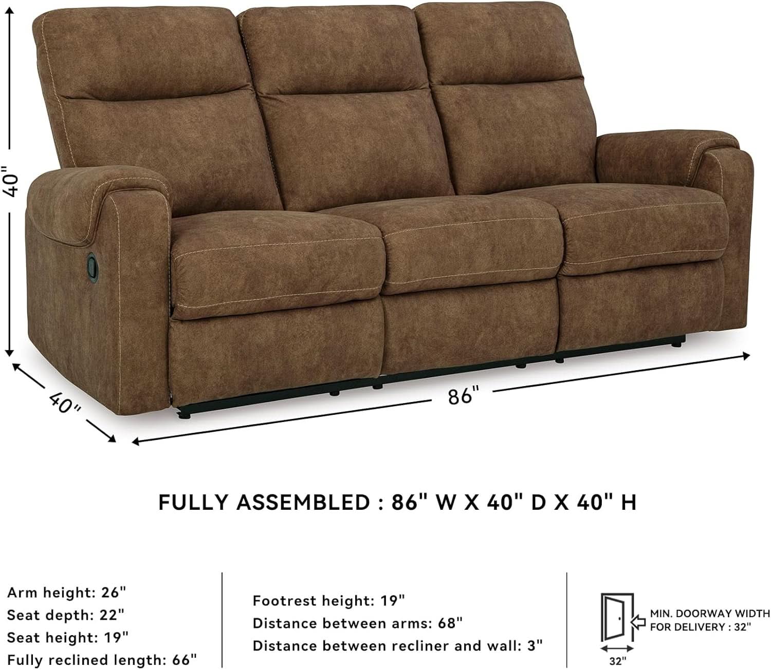 Edenwold Dark Brown Double Reclining Sofa Collection
