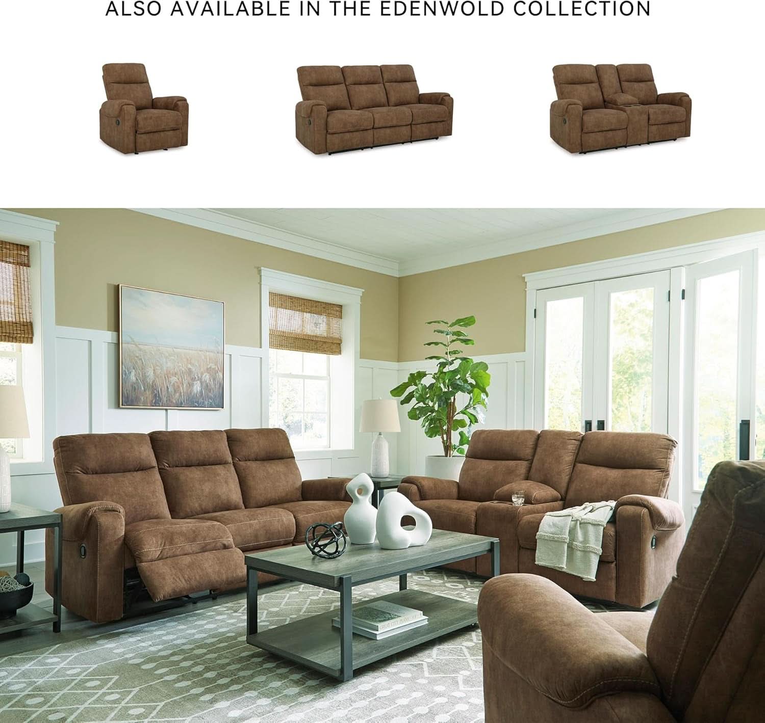 Edenwold Dark Brown Double Reclining Sofa Collection
